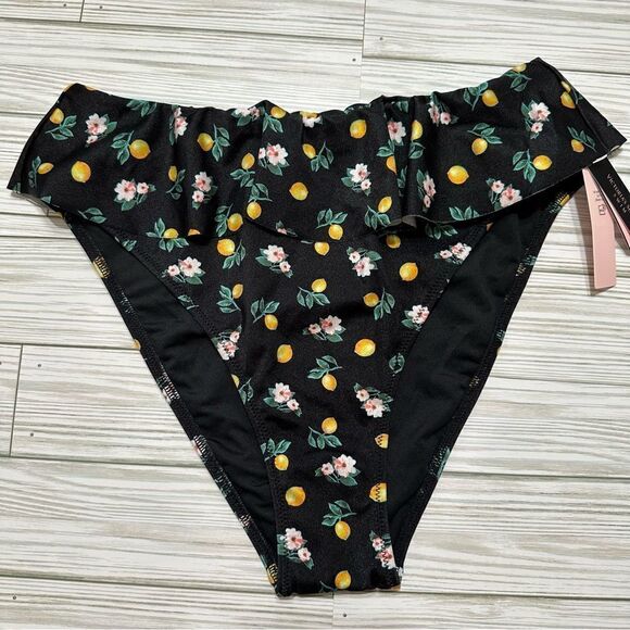 VICTORIA’S SECRET HIGH WAIST RUFFLE FLORAL LEMON BIKINI SWIMSUIT BOTTOM NWT M - Picture 1 of 4